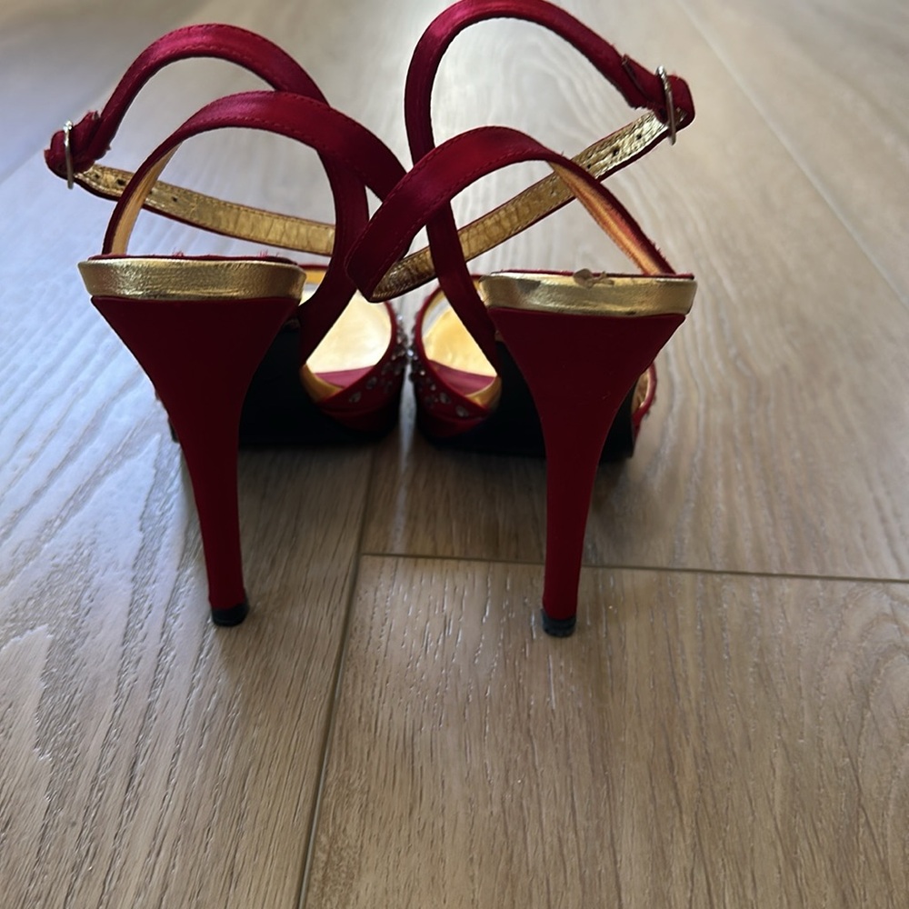 Betsey Johnson Red Satin Stilettos - Picture 3 of 6